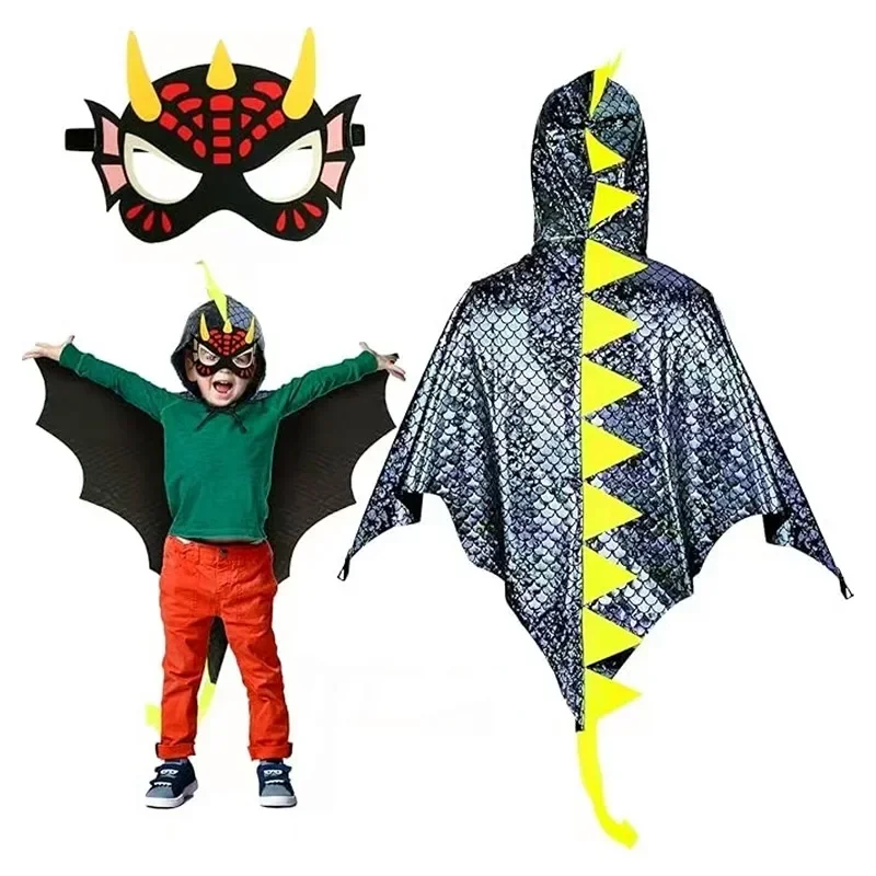 Child Green Dinosaur Cloak wit - Kids Face Mask 리뷰 및 가격