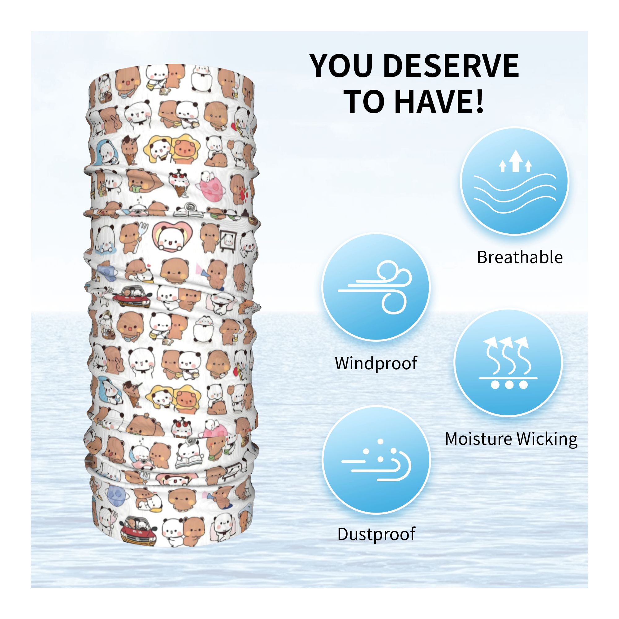 Custom Bear Cartoon Peach And  - Neck Gaiter Face Cover 리뷰 및 가격