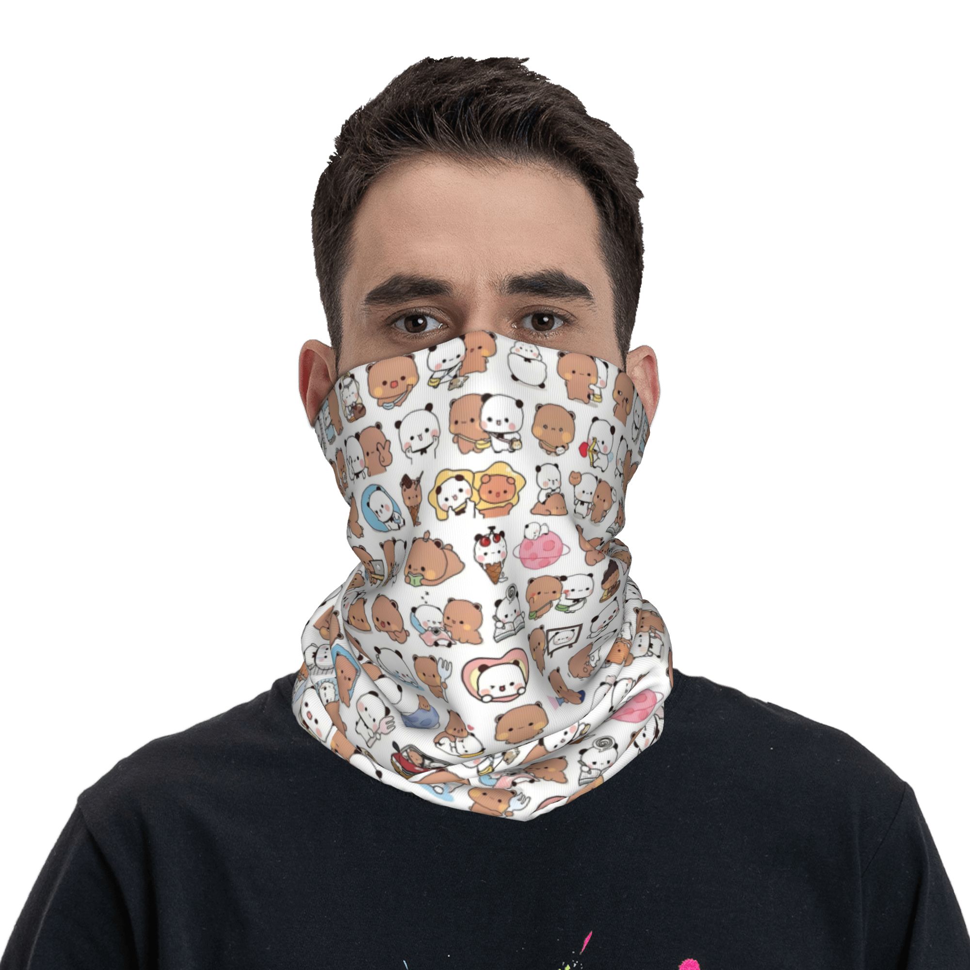 Custom Bear Cartoon Peach And  - Neck Gaiter Face Cover 리뷰 및 가격