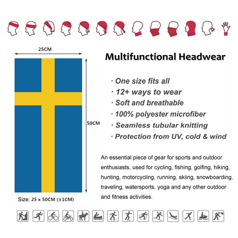 Sweden Flag Printed Bandana He - Neck Gaiter Face Cover 리뷰 및 가격