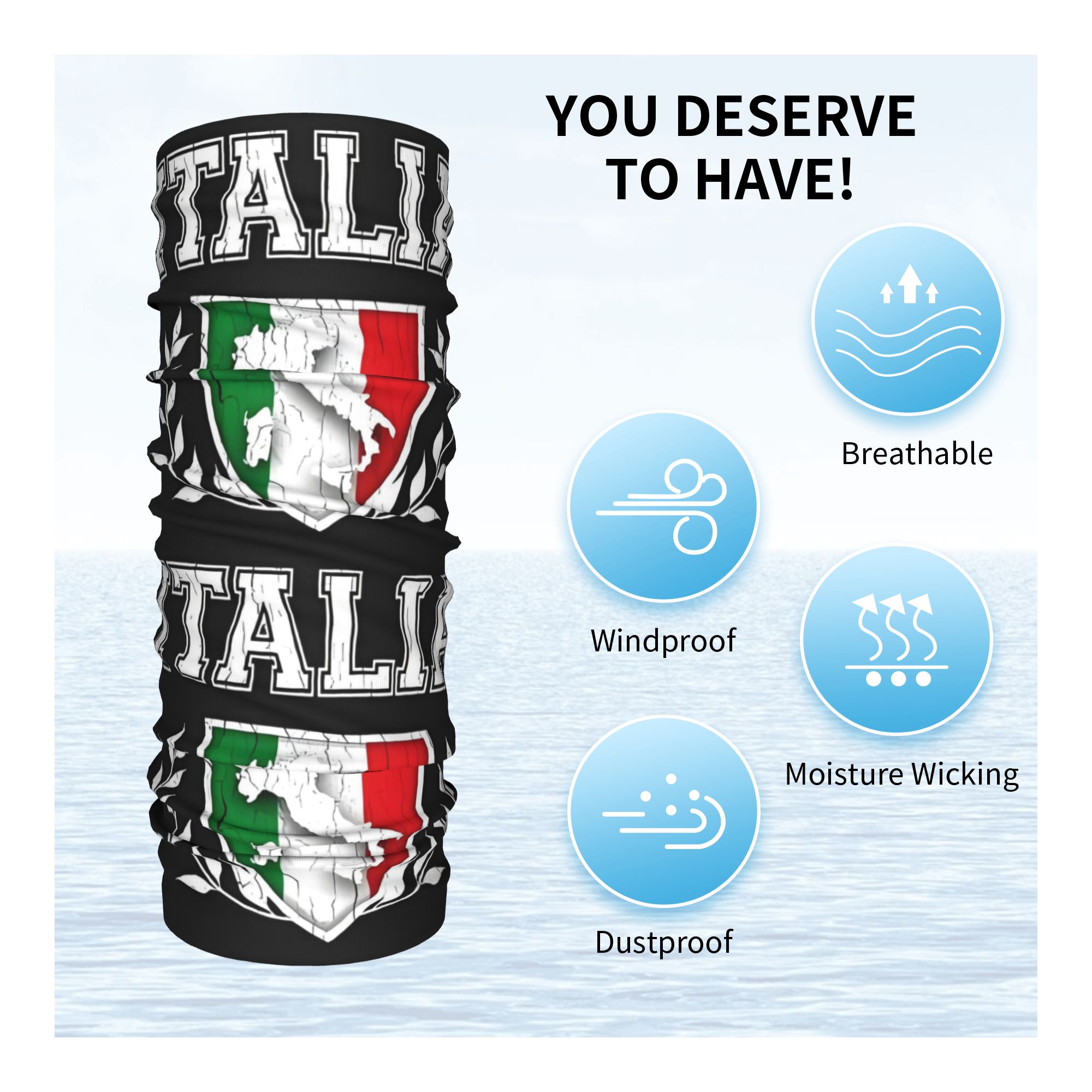 Custom Italy Flag Bandana Neck - Neck Gaiter Face Cover 리뷰 및 가격