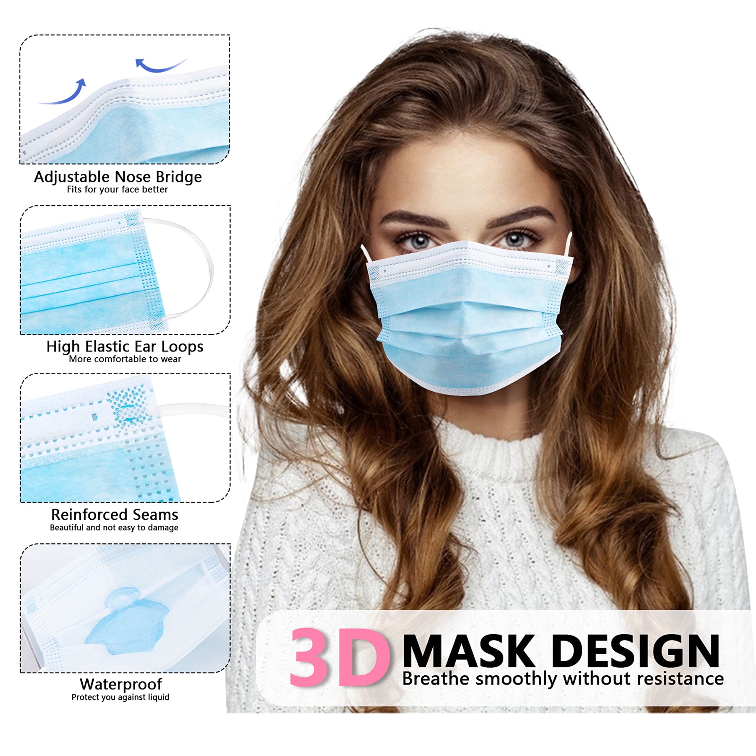 50/100 PCS Box Blue Face Masks - Disposable Mask Blue 리뷰 및 가격