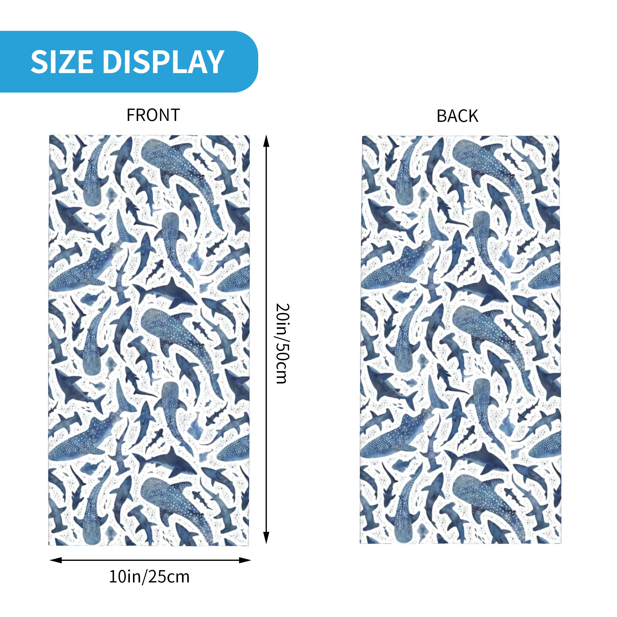 Custom Blue Watercolour Shark  - Neck Gaiter Face Cover 리뷰 및 가격