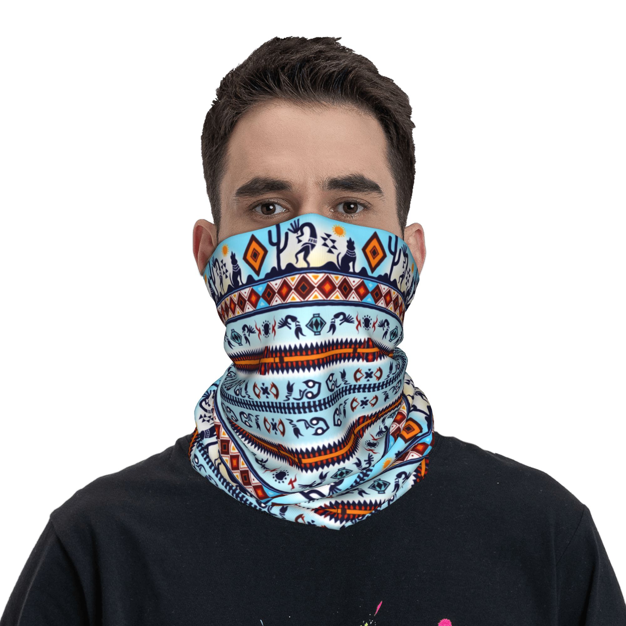 Custom Kokopelli Hohokam Treas - Neck Gaiter Face Cover 리뷰 및 가격