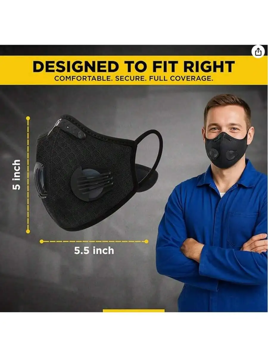 2-Pack Reusable Half Face Mask - Black Face Mask Pack 리뷰 및 가격